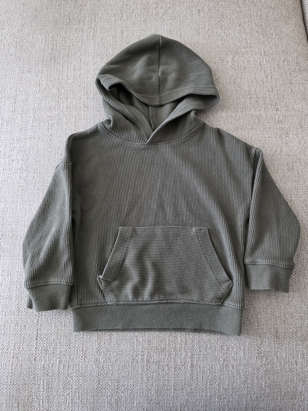 Cat & Jack Olive Hooded Ribbed Pullover Sweatshirt